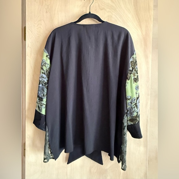 Spencer Alexis Top 2X Floral Kimono Jacket Black|Lace|Velvet Burnout|Artsy - Picture 5 of 14